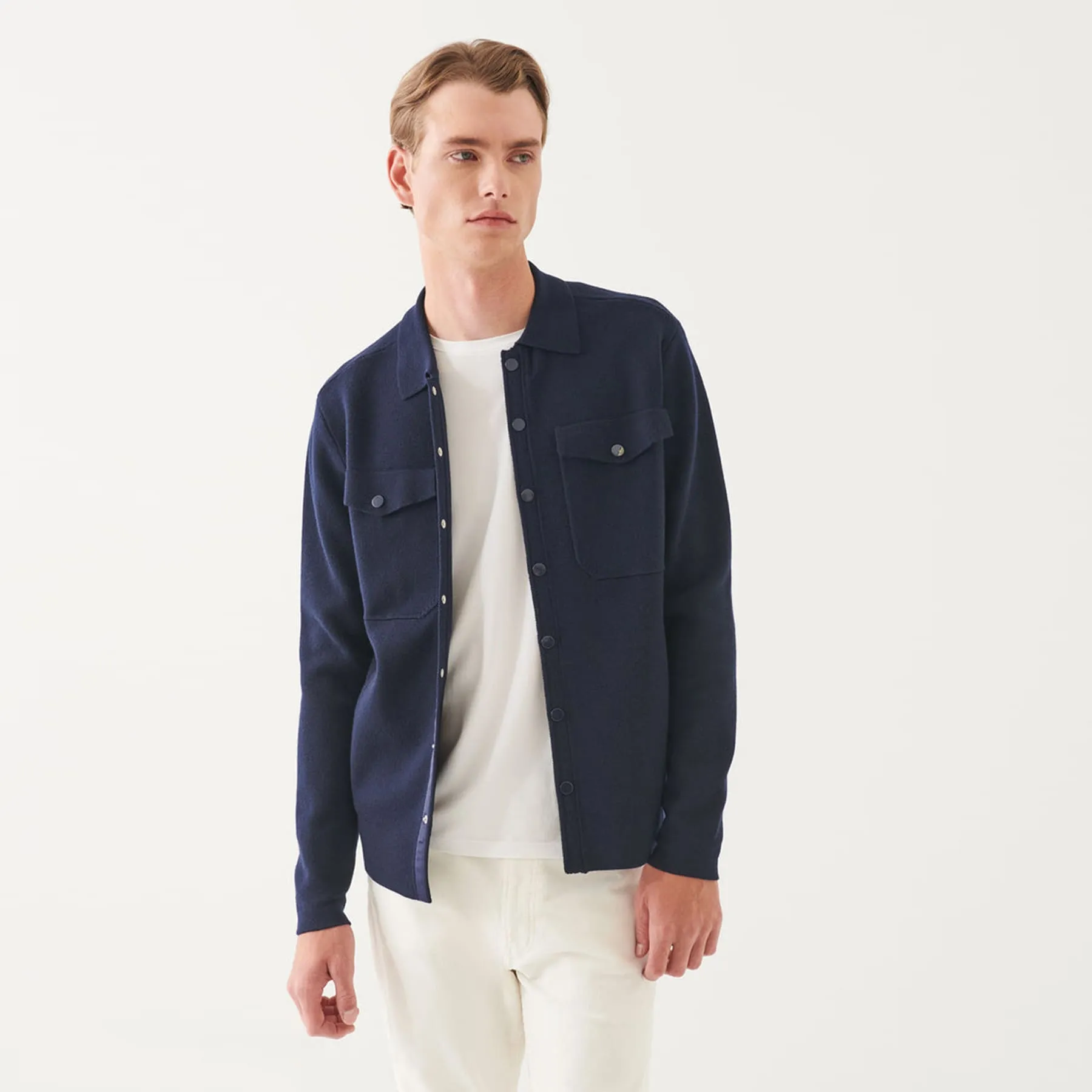 Patrick Assaraf Merino Overshirt - Navy
