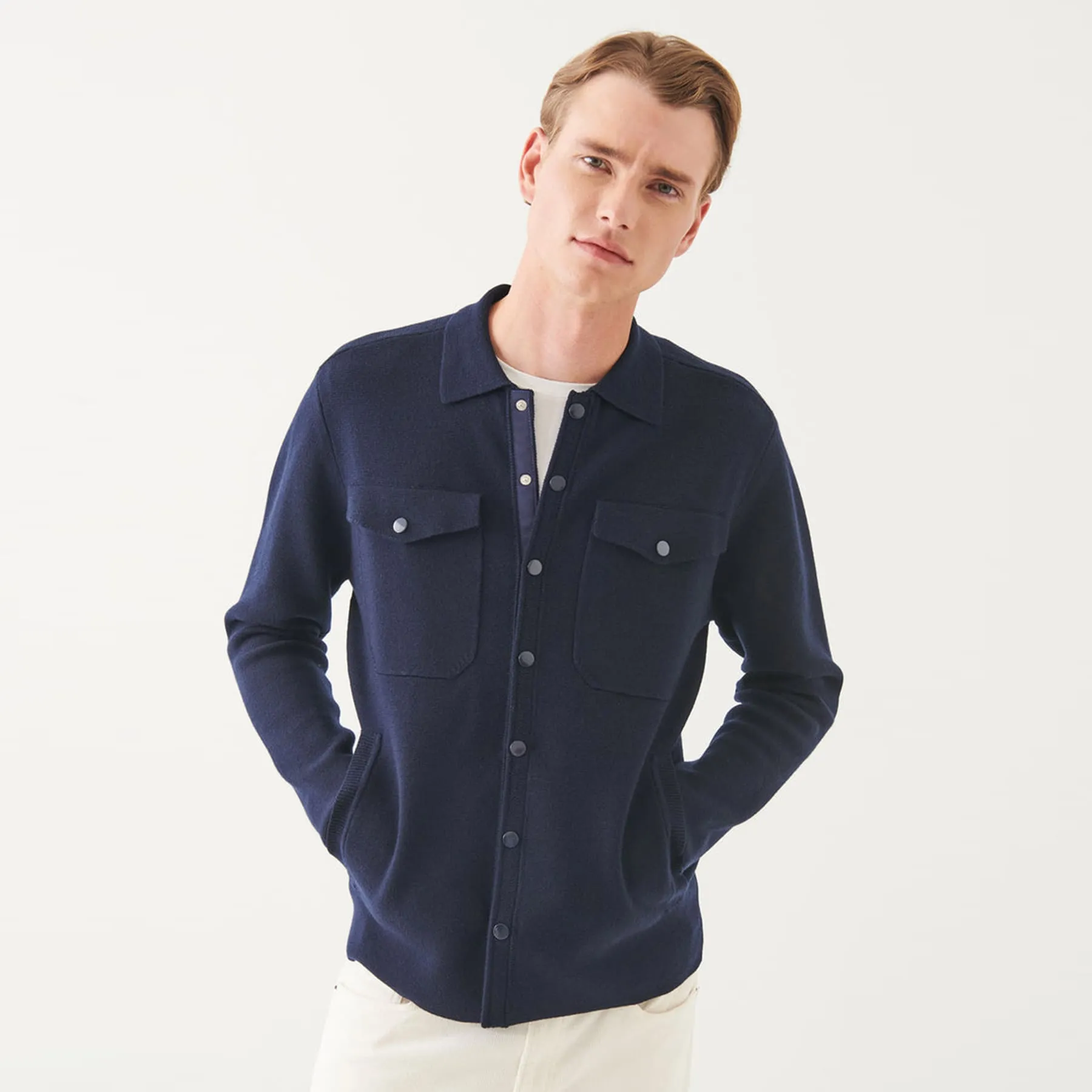 Patrick Assaraf Merino Overshirt - Navy