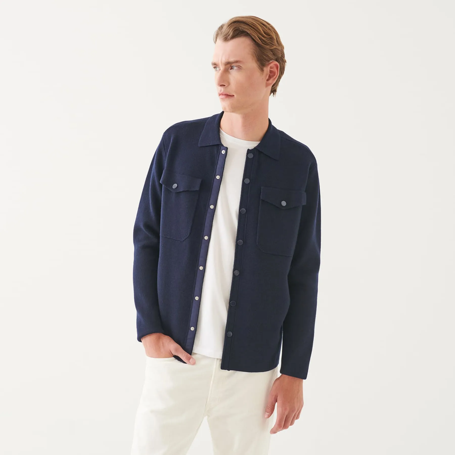 Patrick Assaraf Merino Overshirt - Navy