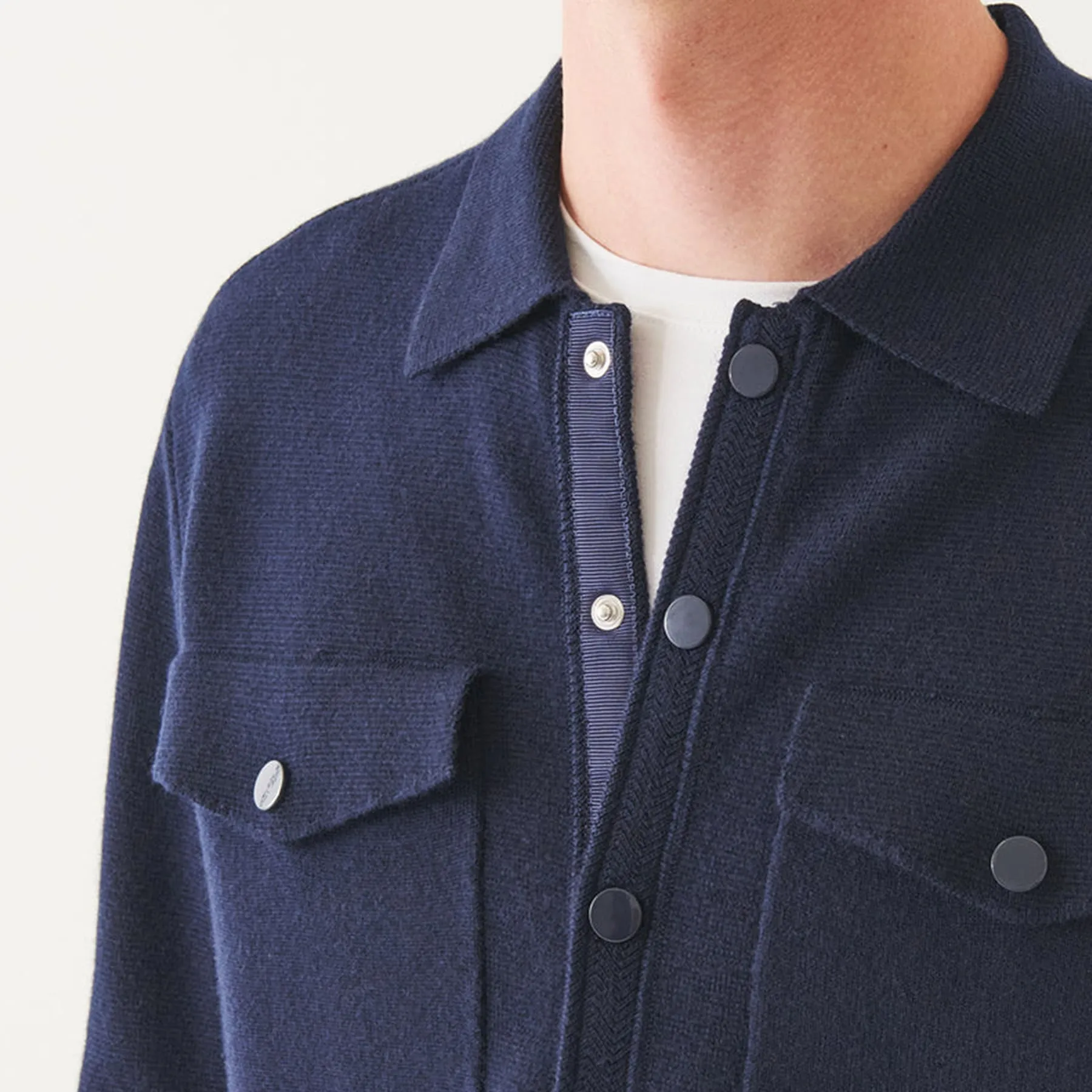 Patrick Assaraf Merino Overshirt - Navy