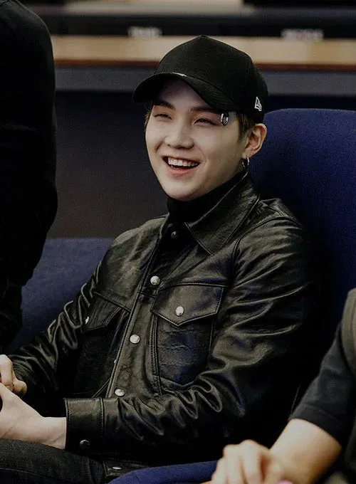 Premium Black Real Leather Jacket Worn By Suga exudes | Suga exudes Premium Black Real Leather Jacket