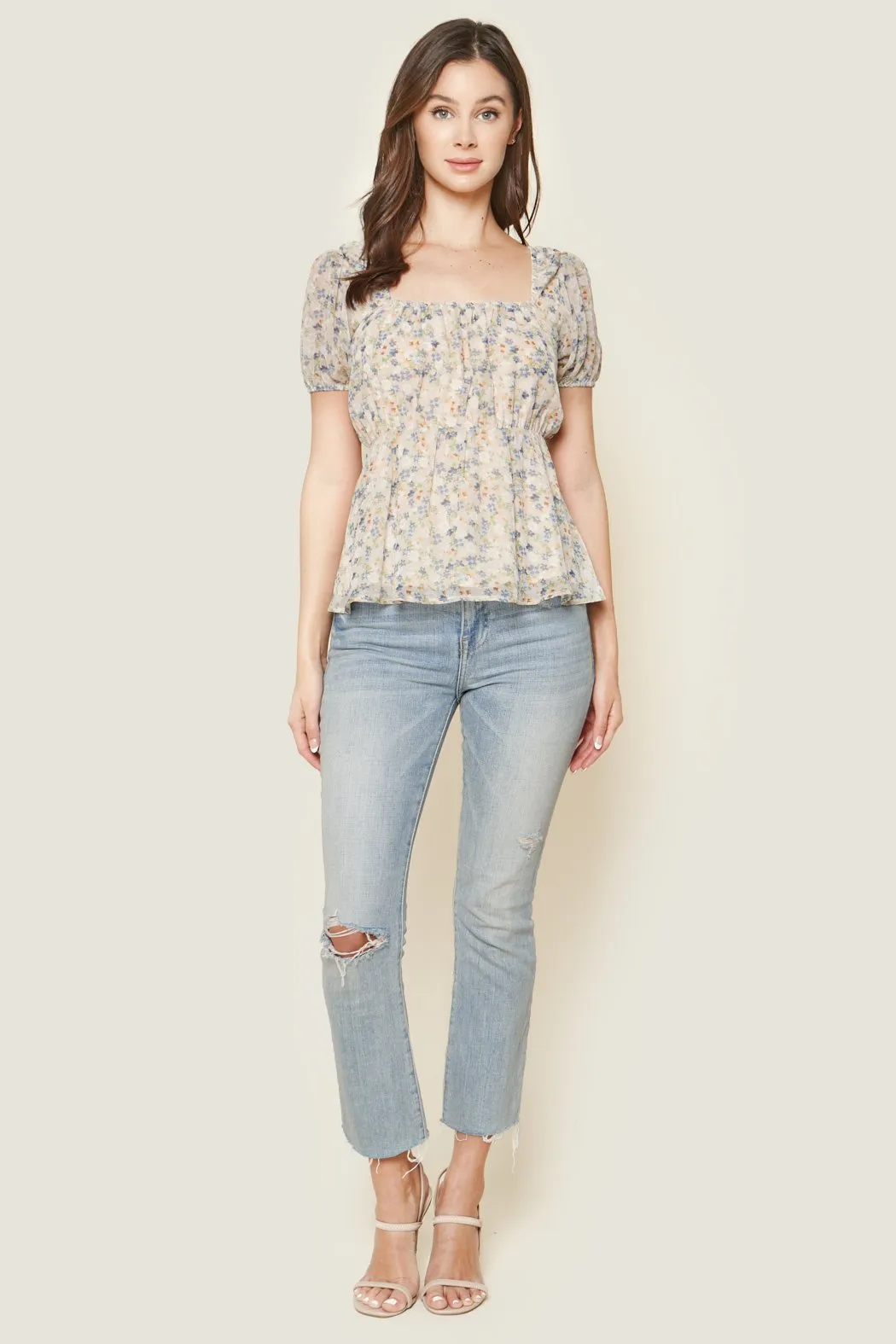 Princeton Floral Print Peplum Top