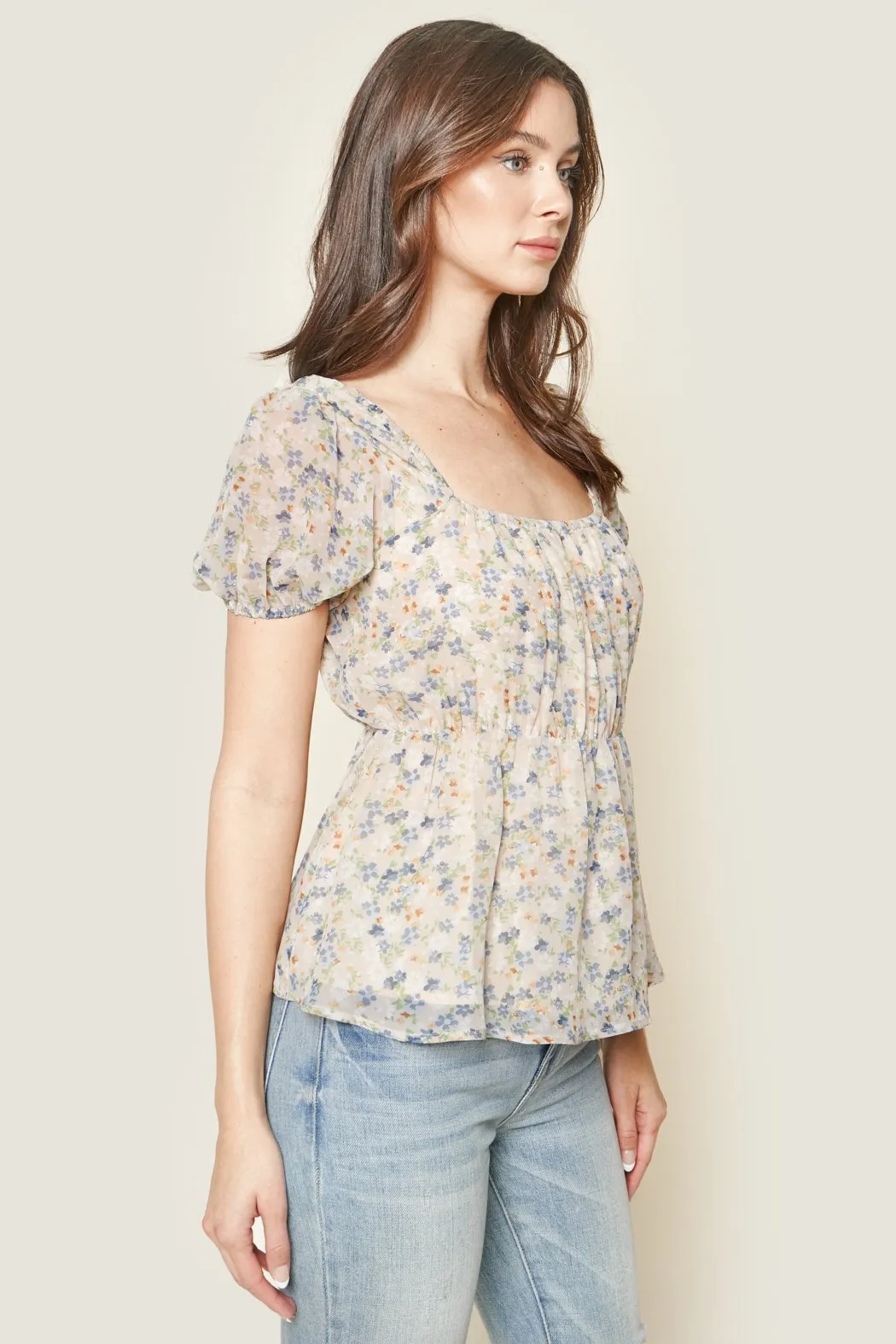Princeton Floral Print Peplum Top