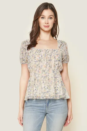 Princeton Floral Print Peplum Top