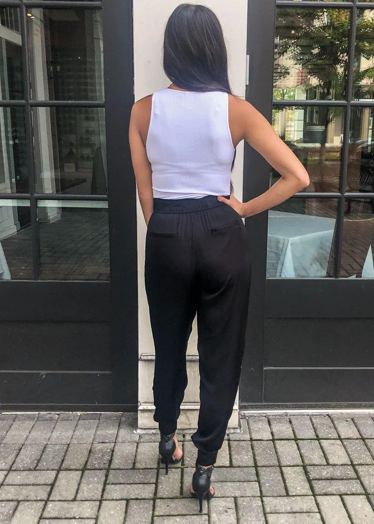 Pueblo Satin Joggers-Black