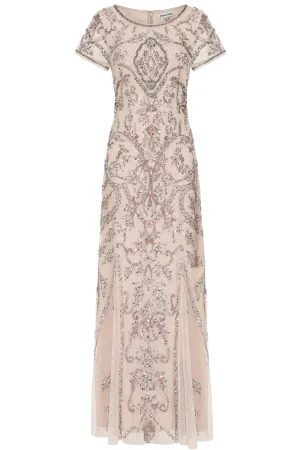 Roberta Nude Embellished Maxi Dress