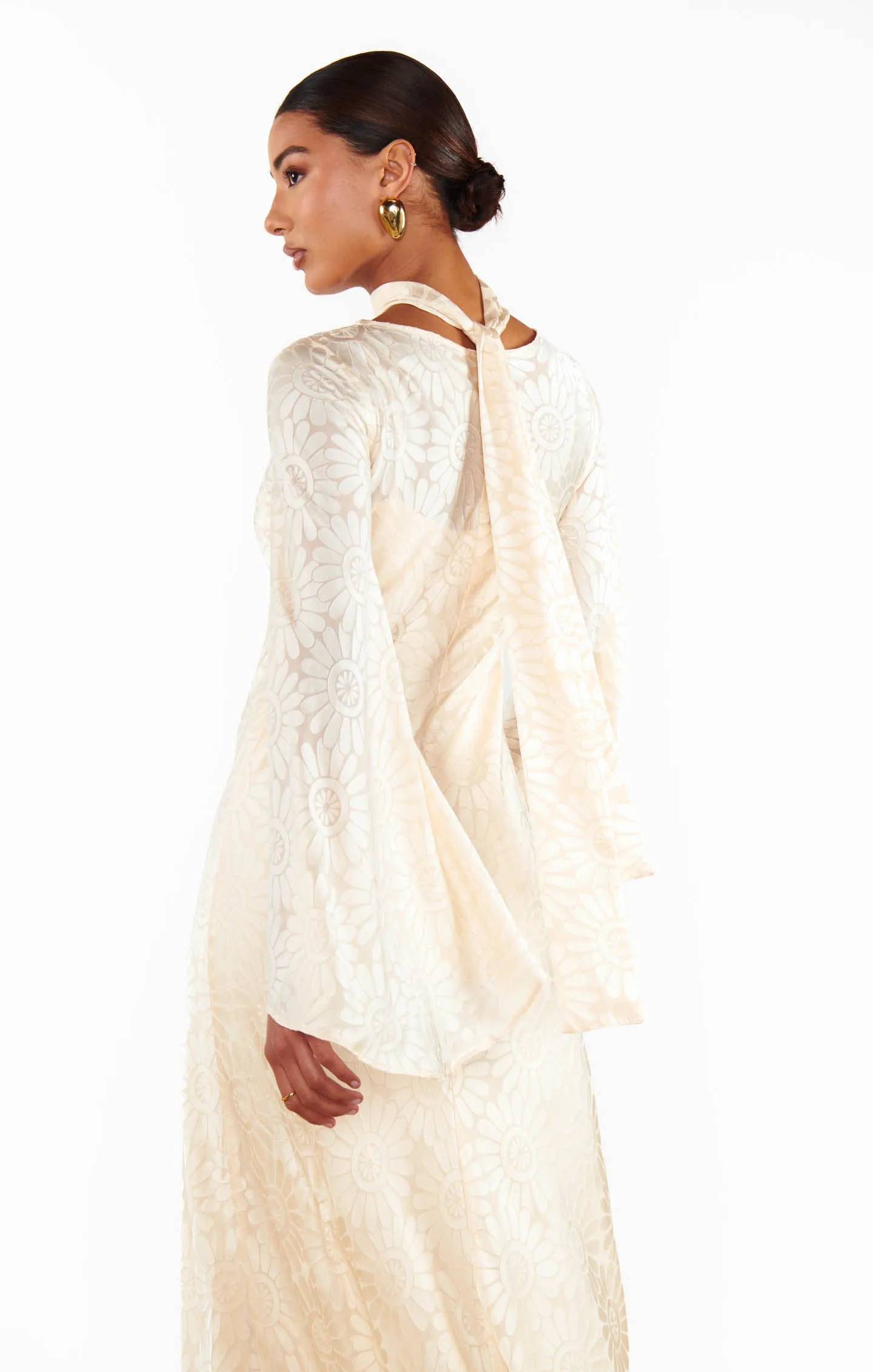 Sarah Dress ~ Cream Daisy Burnout