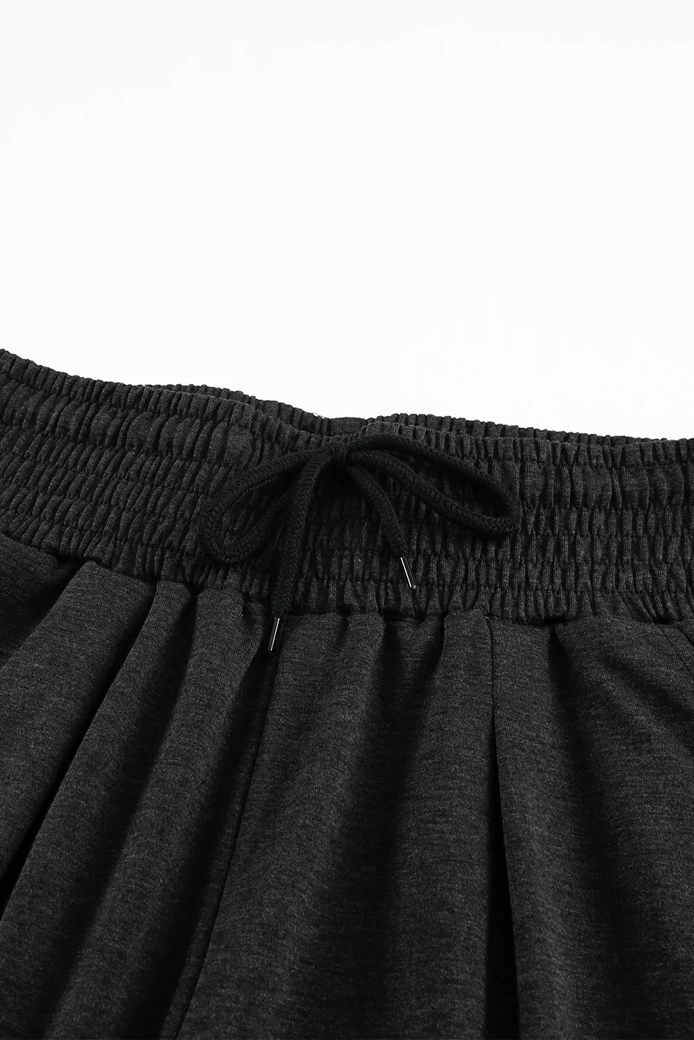Smocked Elastic Waist Pocketed Harem Pants