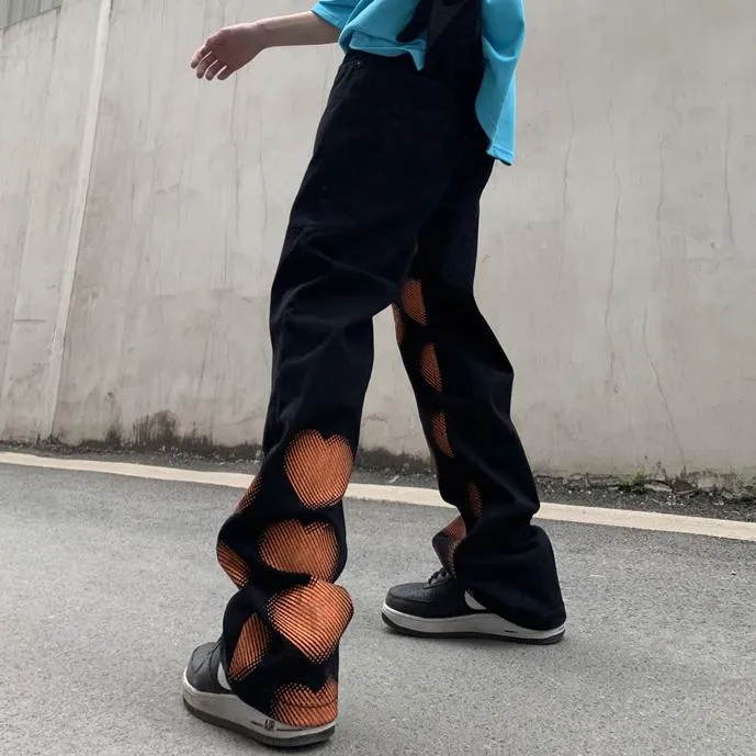 Street style casual pants with hip hop graffiti print