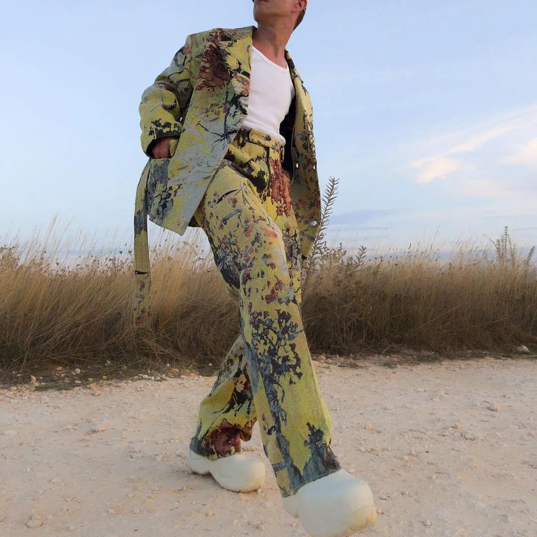 Street style fashion graffiti print casual trousers