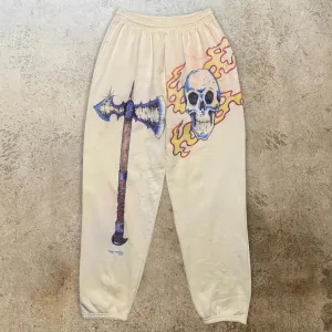 Street style men's tomahawk skull print casual sweatpants