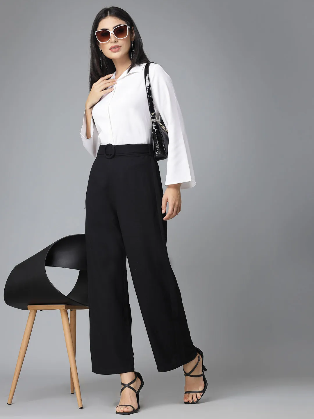 Style Quotients Women White Polyester Smart Casual Shirt