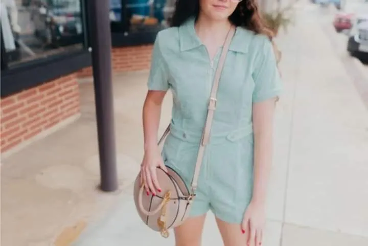 Teal Corduroy Romper