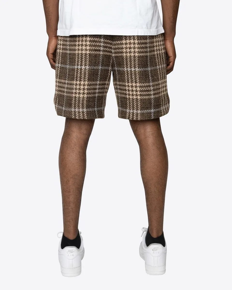 Tweed Trucker Shorts - Plaid Brown