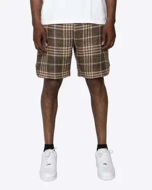 Tweed Trucker Shorts - Plaid Brown