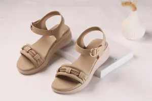 WALKBROS MEDICATED WEDGES SANDALS {  1  } - BEIGE