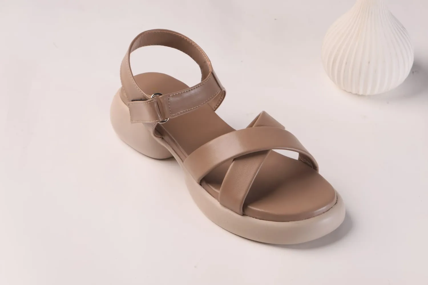 WALKBROS MEDICATED WEDGES SANDALS {  2  } - BEIGE