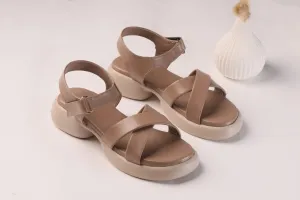WALKBROS MEDICATED WEDGES SANDALS {  2  } - BEIGE