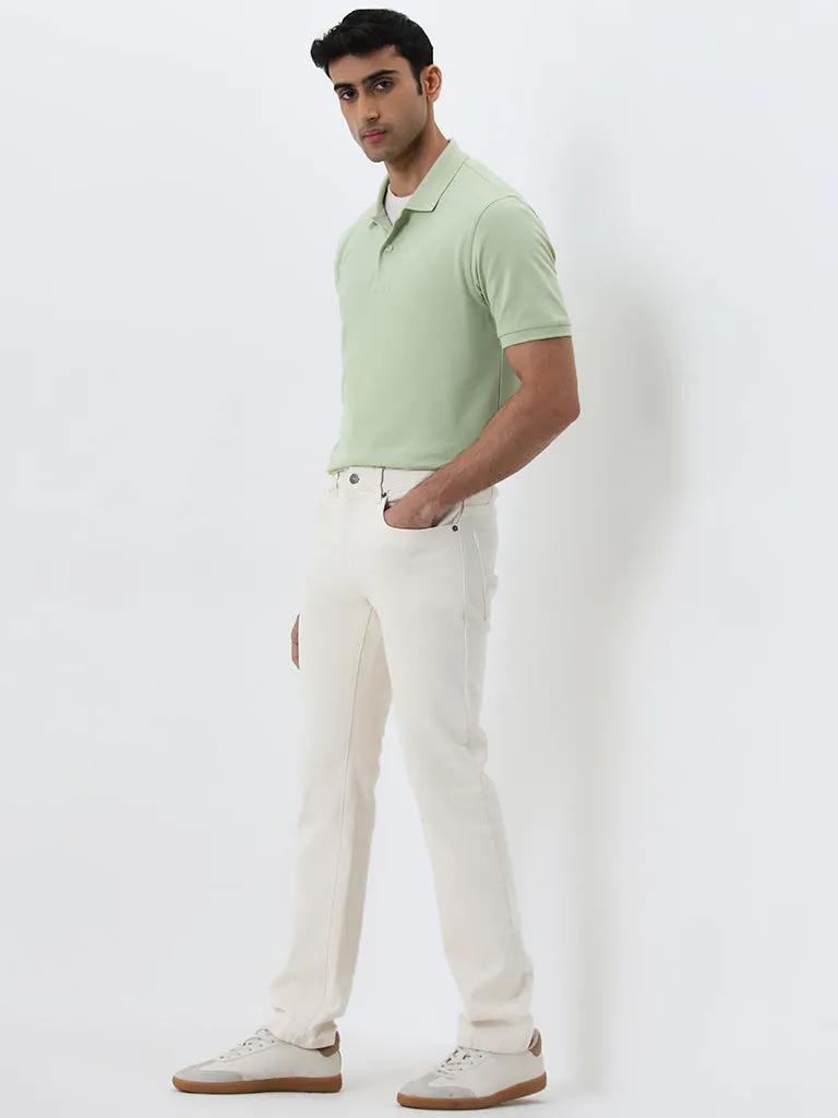 WES Casuals Mint Slim-Fit Cotton Blend Polo T-Shirt