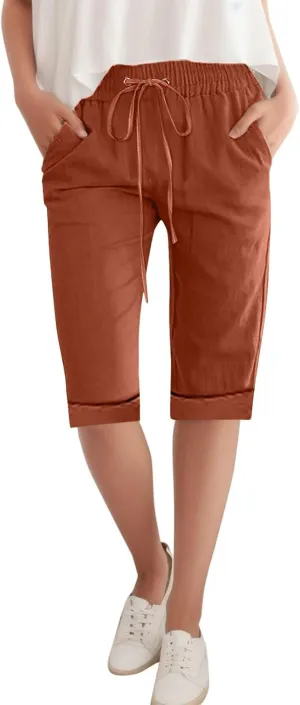 Women Wide Leg Cotton and Linen Pants 2025 Summer High Waist Palazzo Pants Jogger Pleated Trouser with Pocket