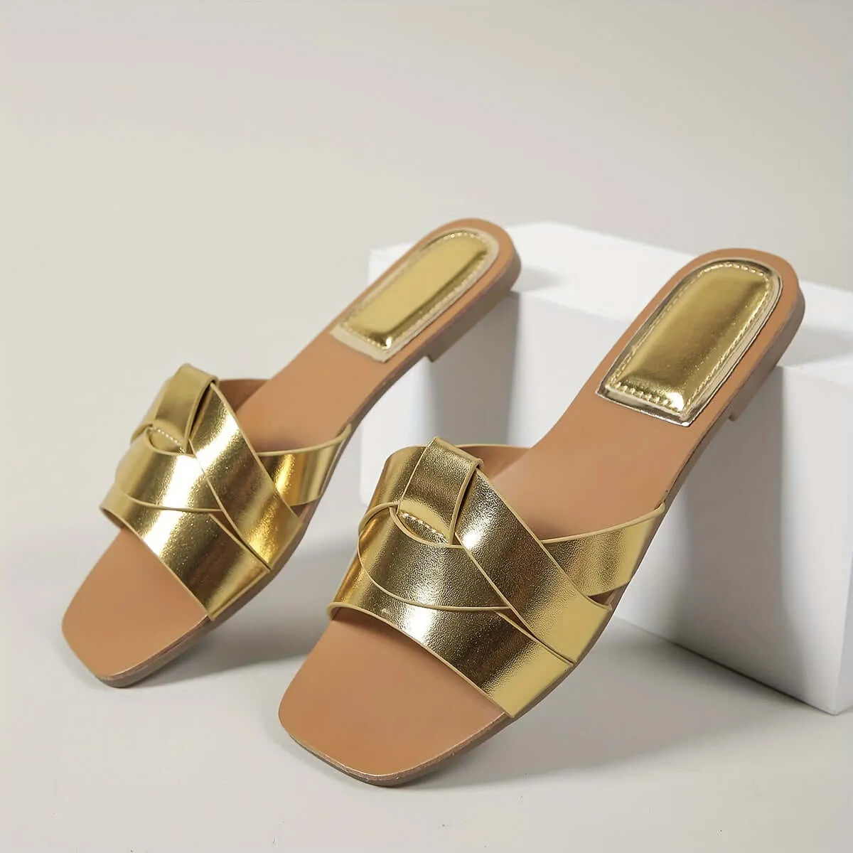 Women's Square Toe Summer Sandals: Comfortable PU Flats