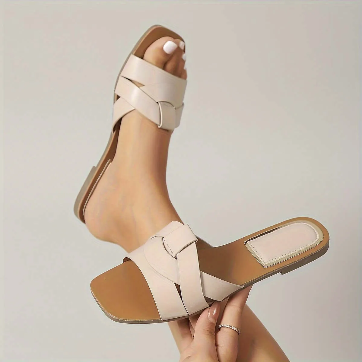 Women's Square Toe Summer Sandals: Comfortable PU Flats