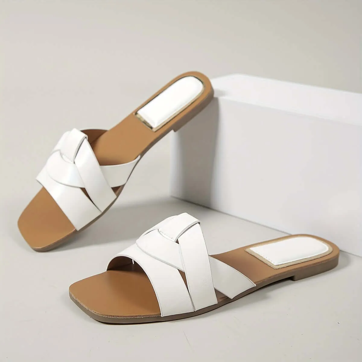 Women's Square Toe Summer Sandals: Comfortable PU Flats