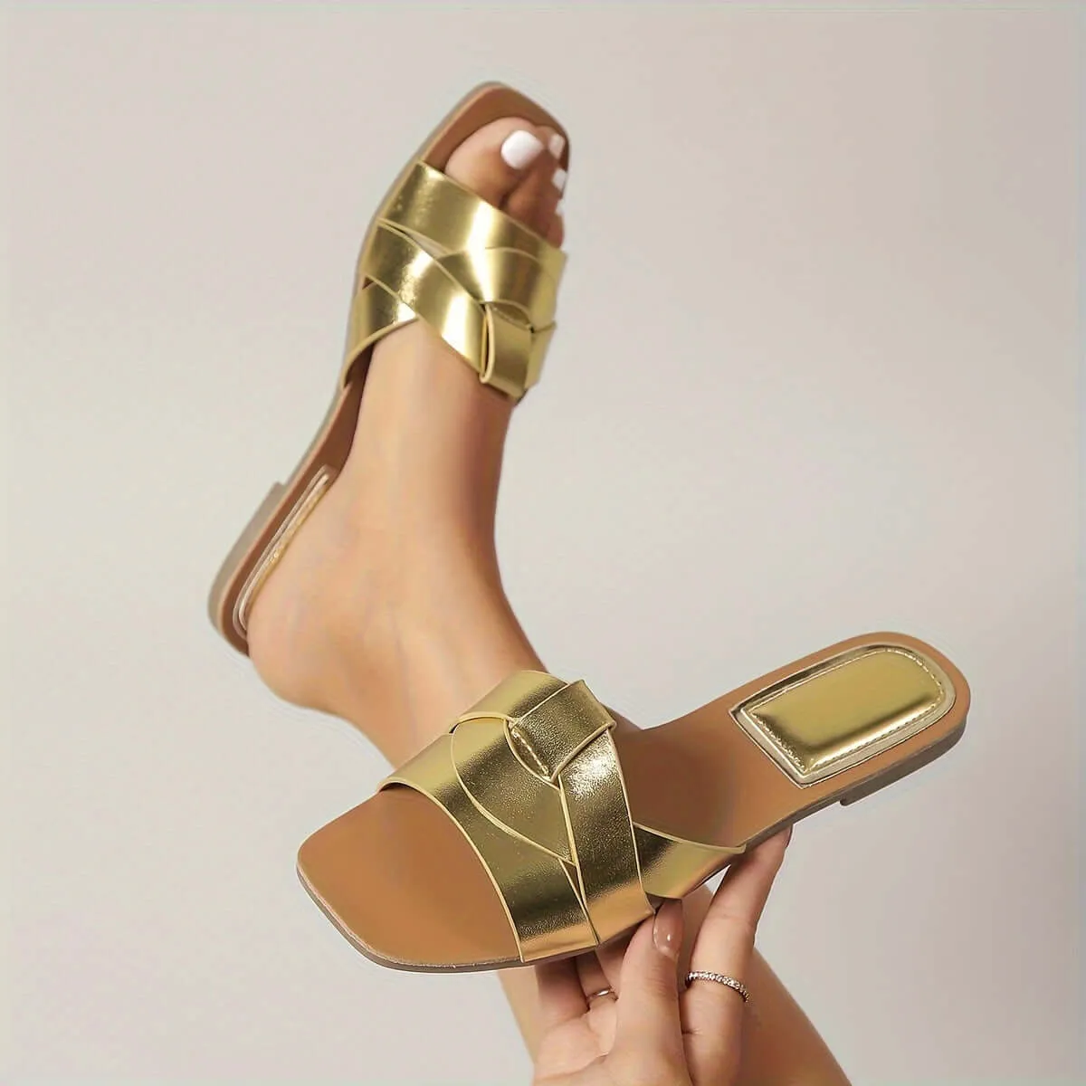 Women's Square Toe Summer Sandals: Comfortable PU Flats